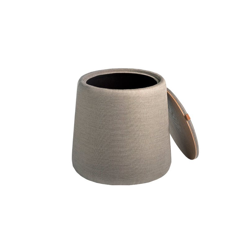 Puff rivestito in tessuto 44 x 40 cm di design colore grigio