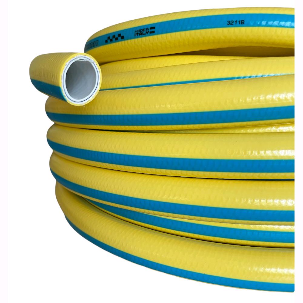 Tubo innaffio per irrigazione 6 strati antitorsione Giallo Flessibile 5/8" da 25 mt