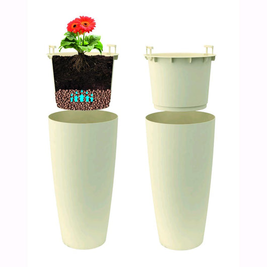 Vaso a Colonna Colore Bianco 38x85H cm in Plastica con contenitore estraibile