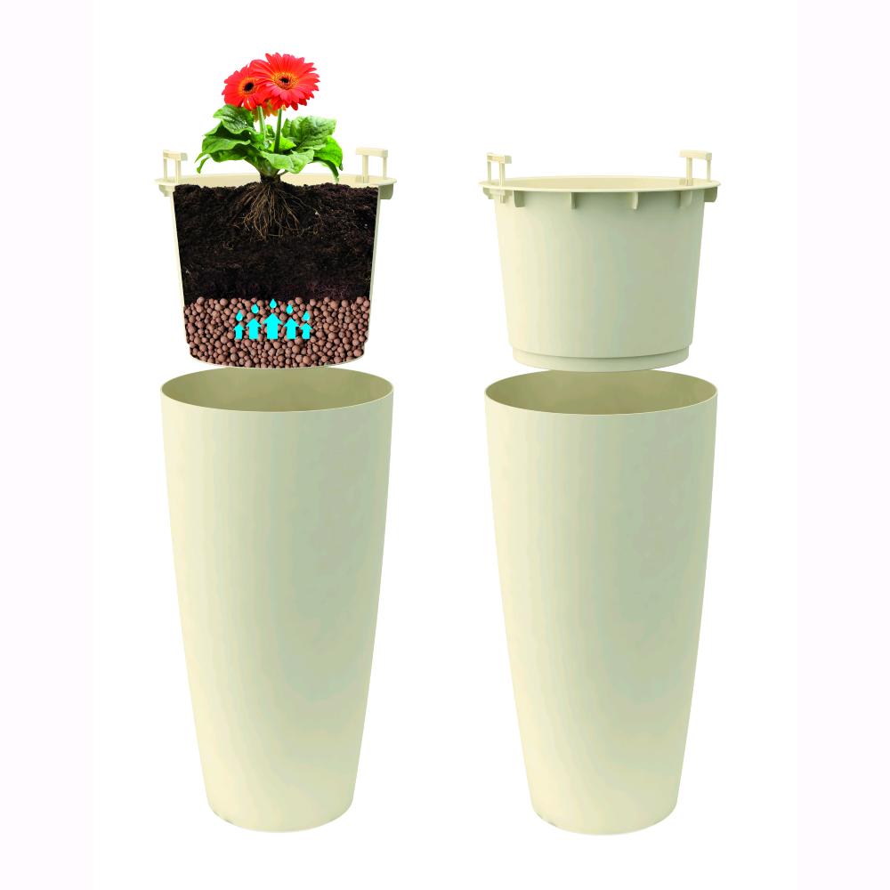 Vaso a Colonna Colore Antracite 36x70H cm in Plastica con contenitore estraibile