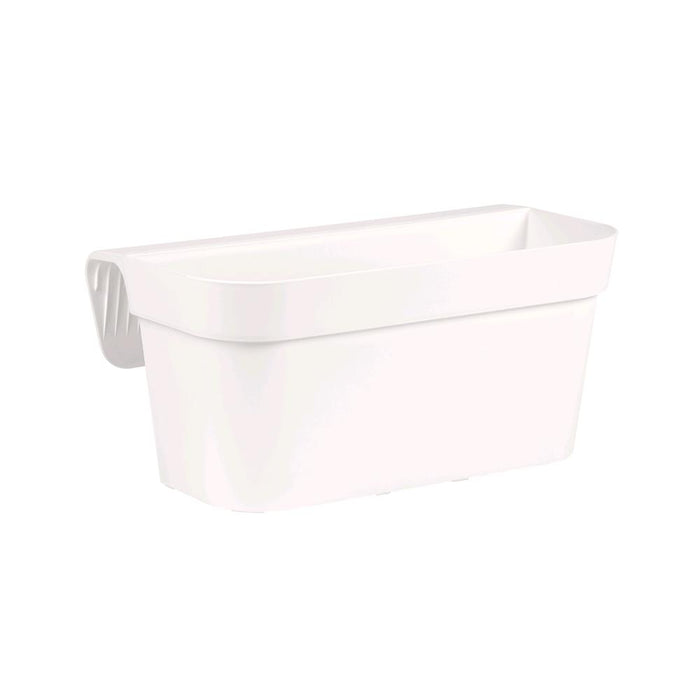 Vaso da Balcone Bianco 38x15x18H cm Balconiera Cassetta per Ringhiere e Parapetti