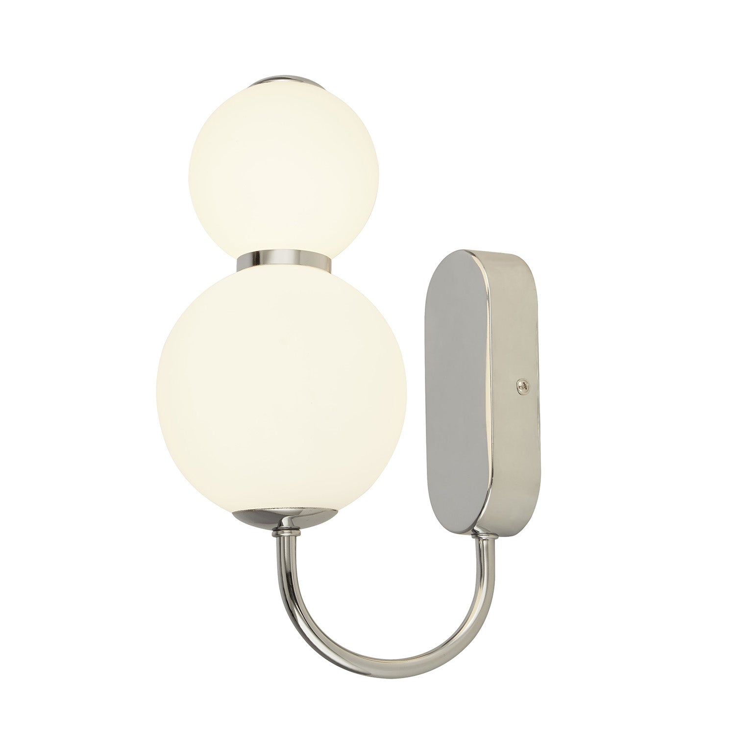 Applique Contemporanea Palla Di Neve Acciaio Cromo Vetro Bianco Led 12W 3000K