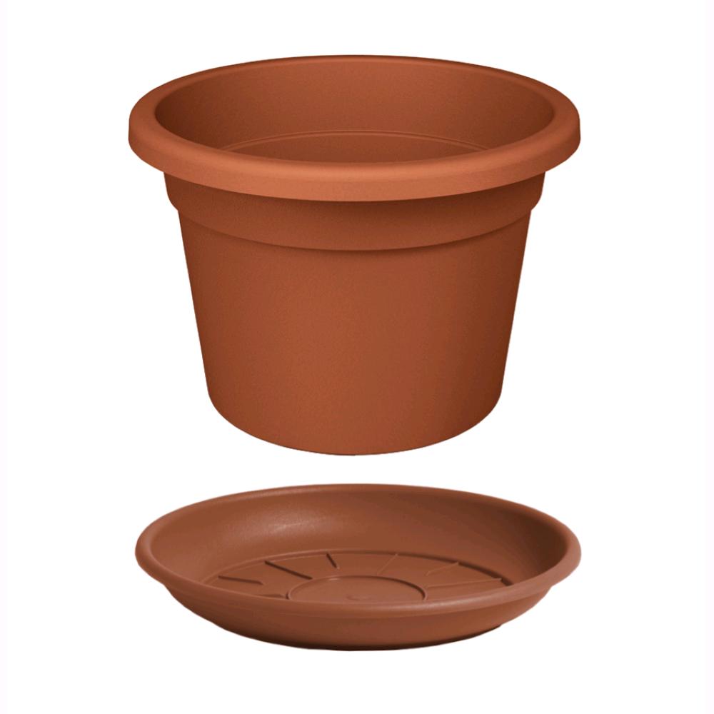 Vaso Tondo + Sottovaso in Plastica PPL Colore Terracotta Diametro 80 cm Altezza 52 cm 162 Litri 