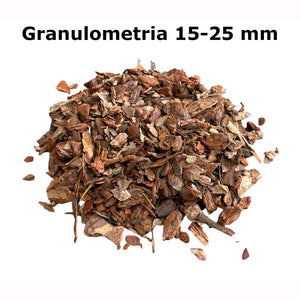 Corteccia di Pino Naturale 60 Litri Granulometria 15-25 mm per decorazione Giardino