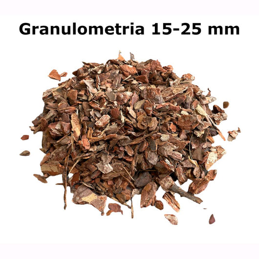 Corteccia di Pino Naturale 60 Litri Granulometria 15-25 mm per decorazione Giardino