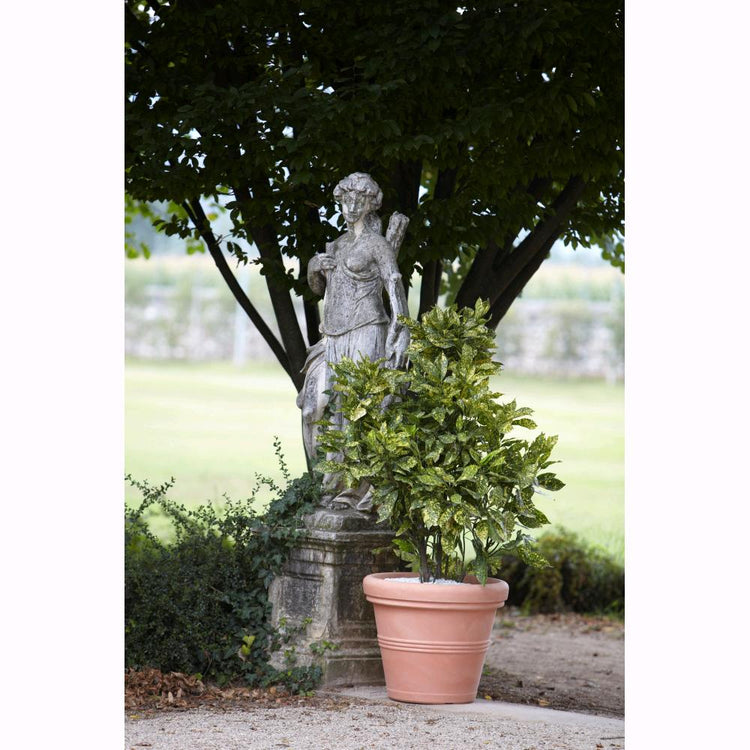 Vaso in Resina Doppio Bordo Liscio Color Terracotta Impruneta 35 cm Da Giardino