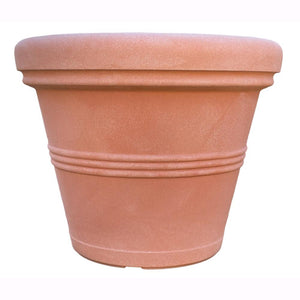 Vaso in Resina Doppio Bordo Liscio Color Terracotta Impruneta 35 cm Da Giardino