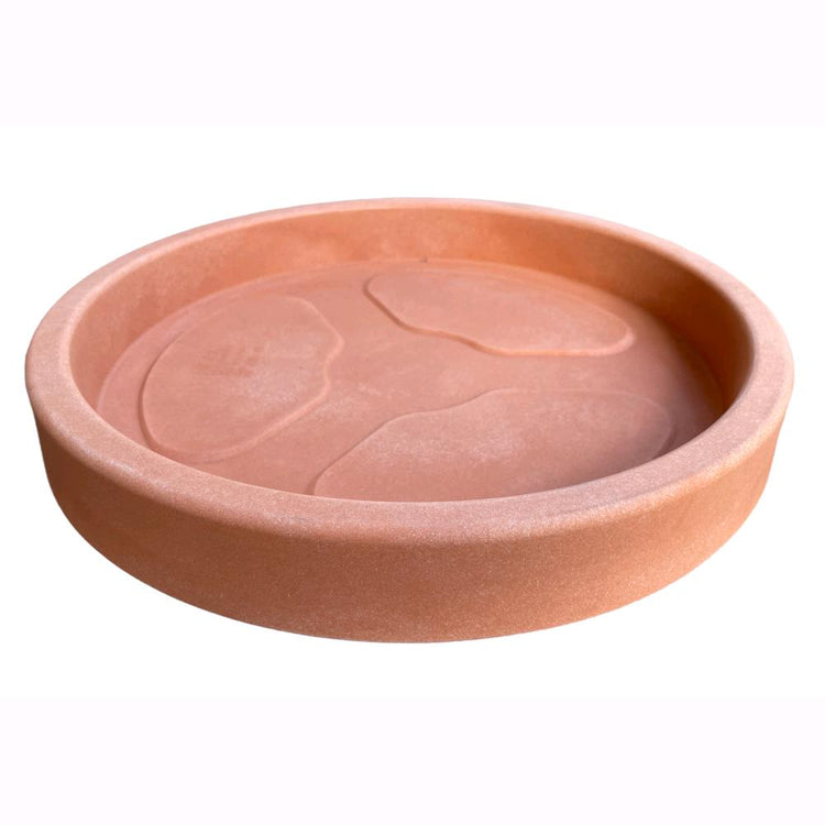 Vaso + Sottovaso in Resina Doppio Bordo Liscio Color Terracotta Impruneta 35 cm