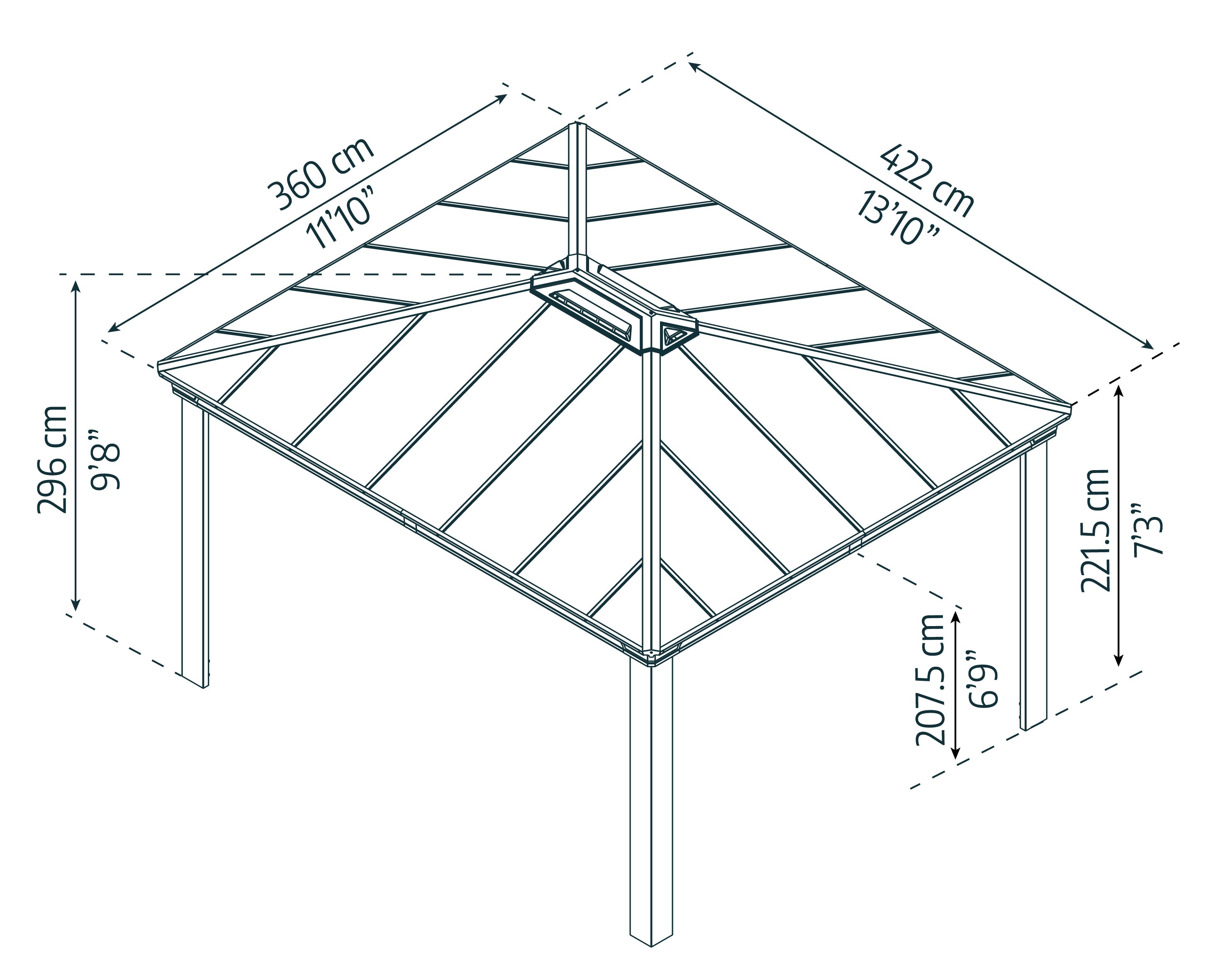 Gazebo in Alluminio Dallas  3.6X4.3 m