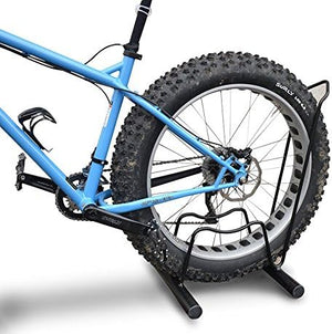 ANDRYS - Porta Biciclette a Pavimento 1 Posto a Piedistallo per Fat-Bike, Non Smontabile o Modulabile, con Tappi, per Ruote da 12 cm