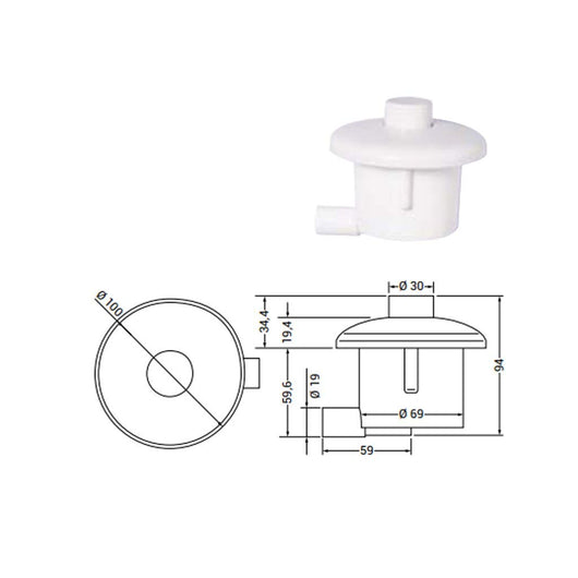 Kit pulsante incasso pneumatico its todini 14.91PI