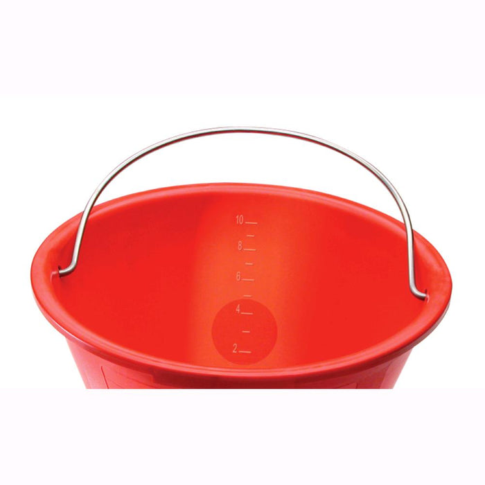 Secchio per Muratore in Pvc colore ROSSO  d. 36 cm - 10Lt -con manico zincato MADE in ITALY