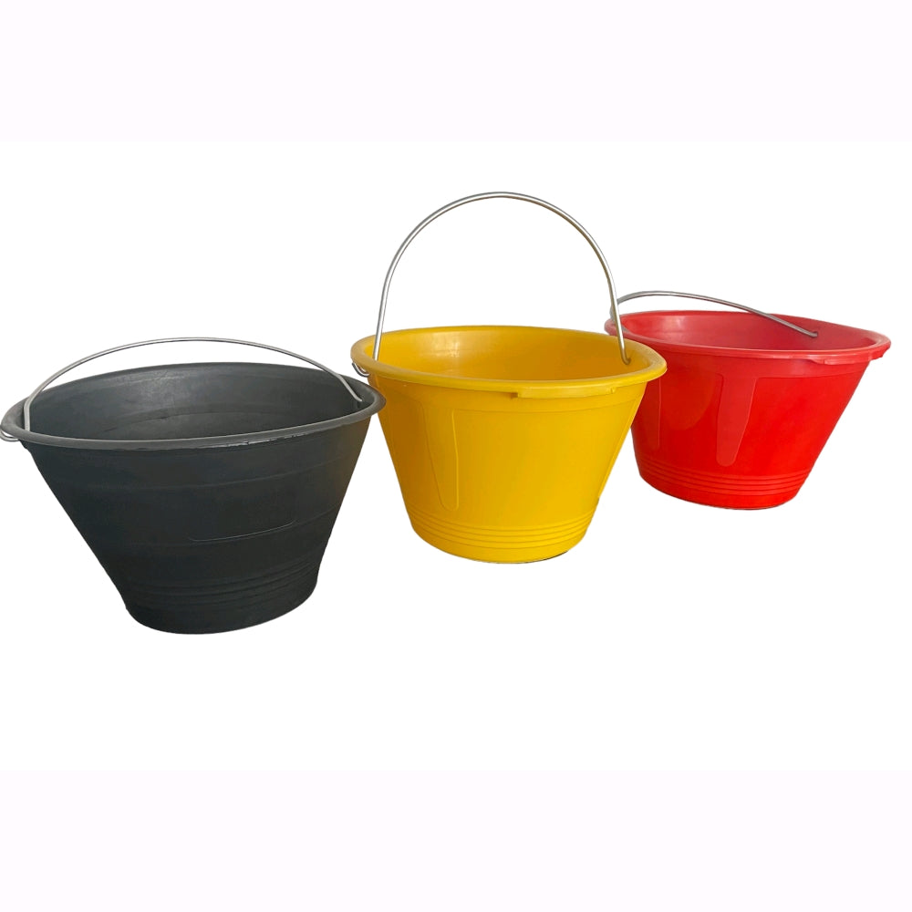 Secchio per Muratore in Pvc colore GIALLO  d. 36 cm - 10Lt -con manico zincato MADE in ITALY