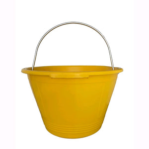 Secchio per Muratore in Pvc colore GIALLO  d. 36 cm - 10Lt -con manico zincato MADE in ITALY