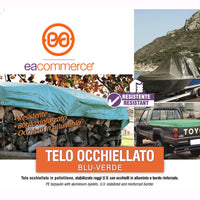 Telo Telone Occhiellato 5x7 mt Antistrappo Impermeabile colore Verde 130 gr./mq.