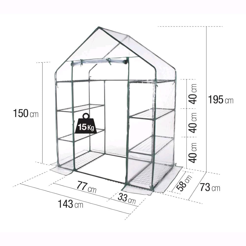 Serra da Giardino 8 Ripiani con copertura in PVC impermeabile 143x73x195H cm