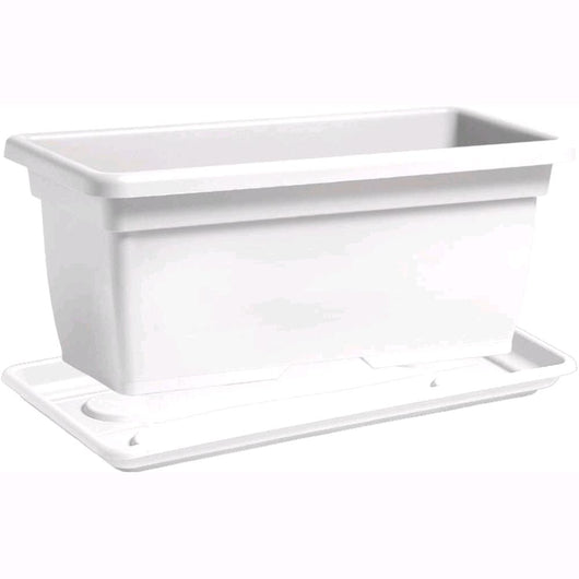 Vaso Rettangolare + Sottovaso in Plastica PPL Colore Bianco 80x40x34H cm 63 Litri