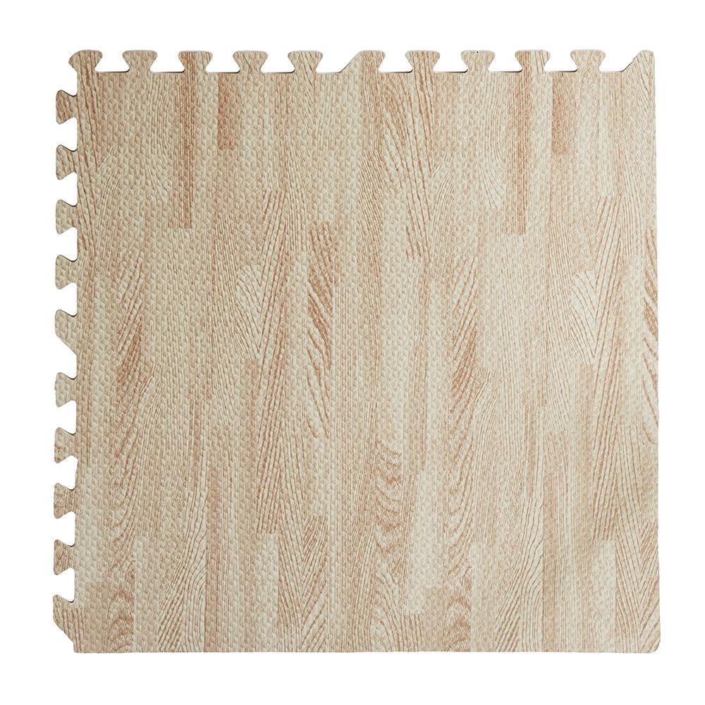 Tappeto Tappetino Mattonella Puzzle Morbido BIANCO EFFETTO LEGNO 60x60x1 cm Per Bambini 4 pz