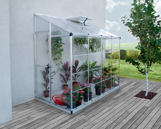 Canopia Lean-To Serra Da Giardino in Policarbonato Argento 244X124X225 cm Ibrida