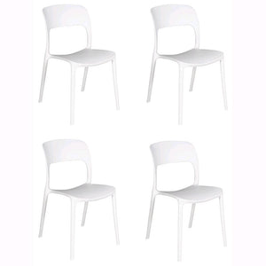 Set 4 Sedie Impilabili in polipropilene 83x56x46 cm Colore Bianco Design Moderno