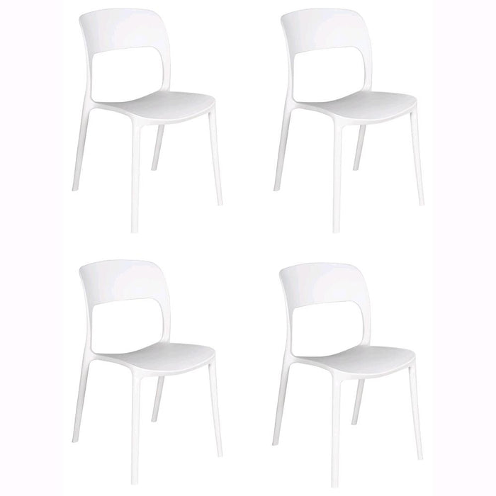 Set 4 Sedie Impilabili in polipropilene 83x56x46 cm Colore Bianco Design Moderno