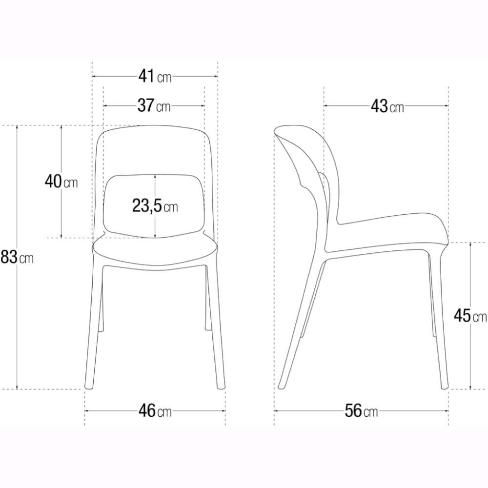 Set 4 Sedie Impilabili in polipropilene 83x56x46 cm Colore Bianco Design Moderno