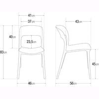 Set 4 Sedie Impilabili in polipropilene 83x56x46 cm Colore Bianco Design Moderno