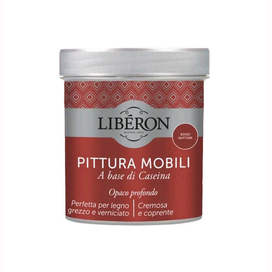 Liberon Pittura Vernice per Mobili alla Caseina Colore Rosso Mattone 500 ml