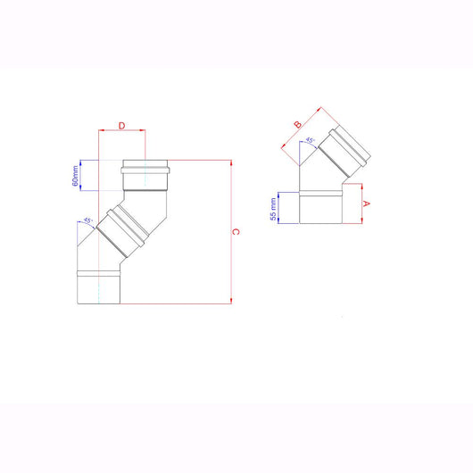 Gomito 45° per Stufa a Pellet Acciaio rivestito con smalto porcellanato 8 ⌀ cm - PN804