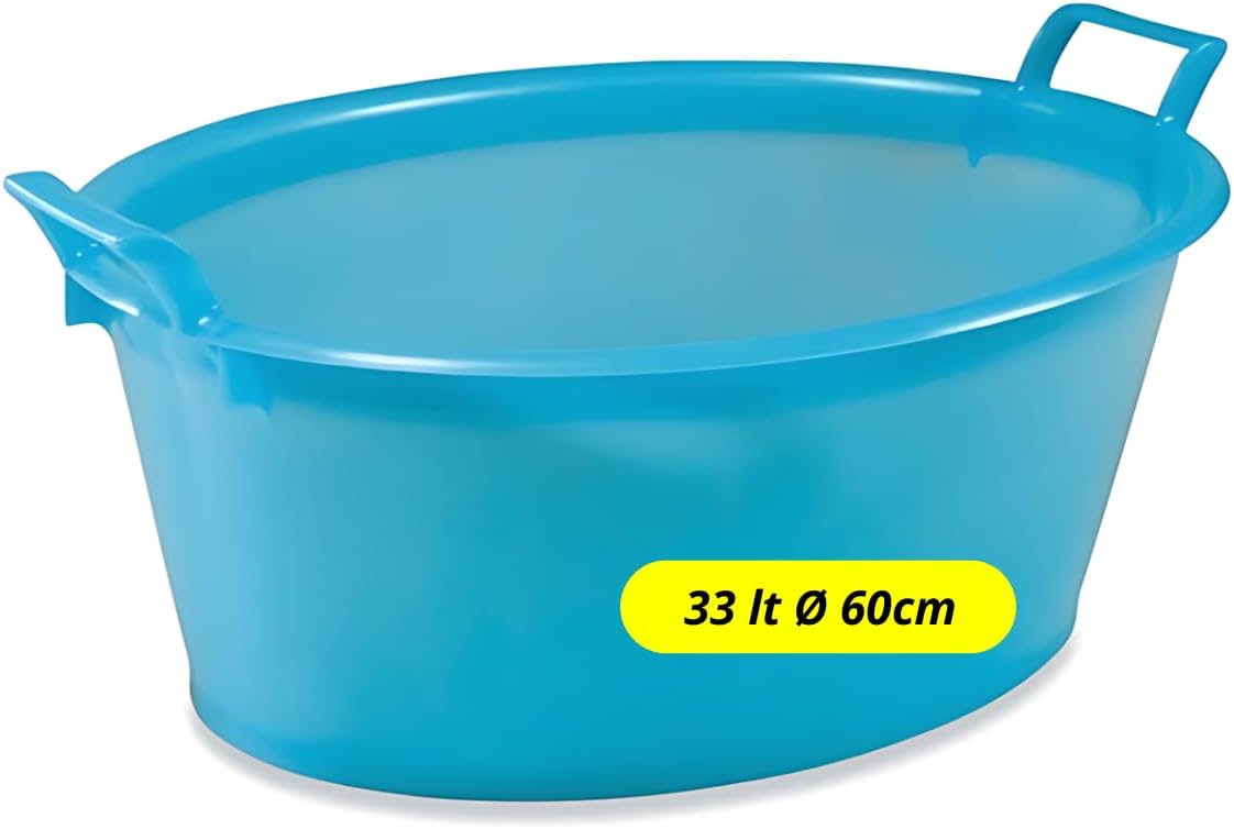 Bacinella Bucato in Plastica Rigida Ovale 33 lt Ø 60cm