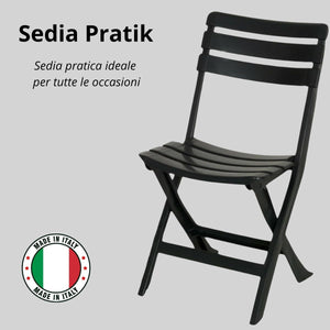 Sedia da giardino in plastica pieghevole, Pratik, Set da 4 pz sedie per esterno Tomaino - Antracite