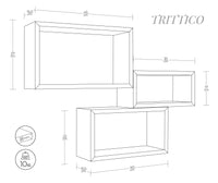 Set 3 Mensole da Parete Rettangolare in Fibra di Legno Trittico Blu Baltico