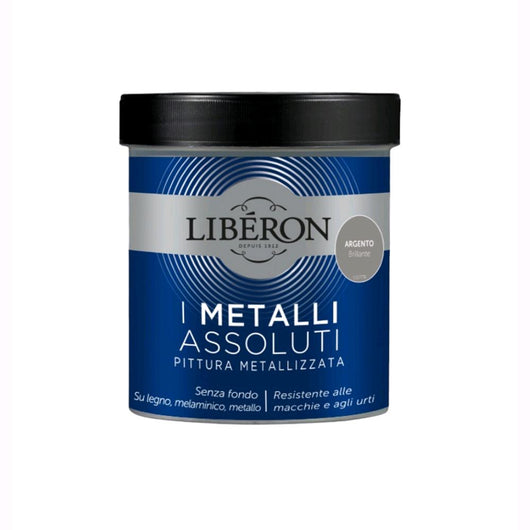 Liberon Pittura Vernice Metallizzata per Mobili Colore Argento Brillante 500 ml