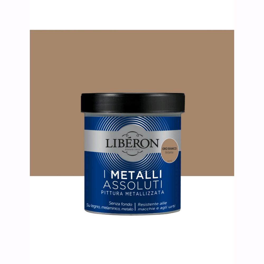 Liberon Pittura Vernice Metallizzata per Mobili Colore Oro Bianco Brillante 500 ml