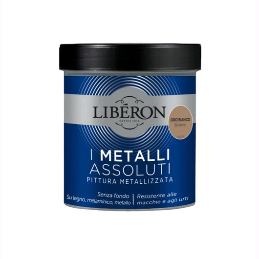 Liberon Pittura Vernice Metallizzata per Mobili Colore Oro Bianco Brillante 500 ml