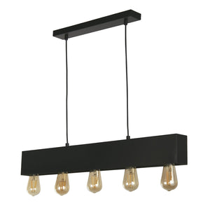 Lampadario Industrial-Nordico Pianoforte Acciaio Nero 5 Luci E27