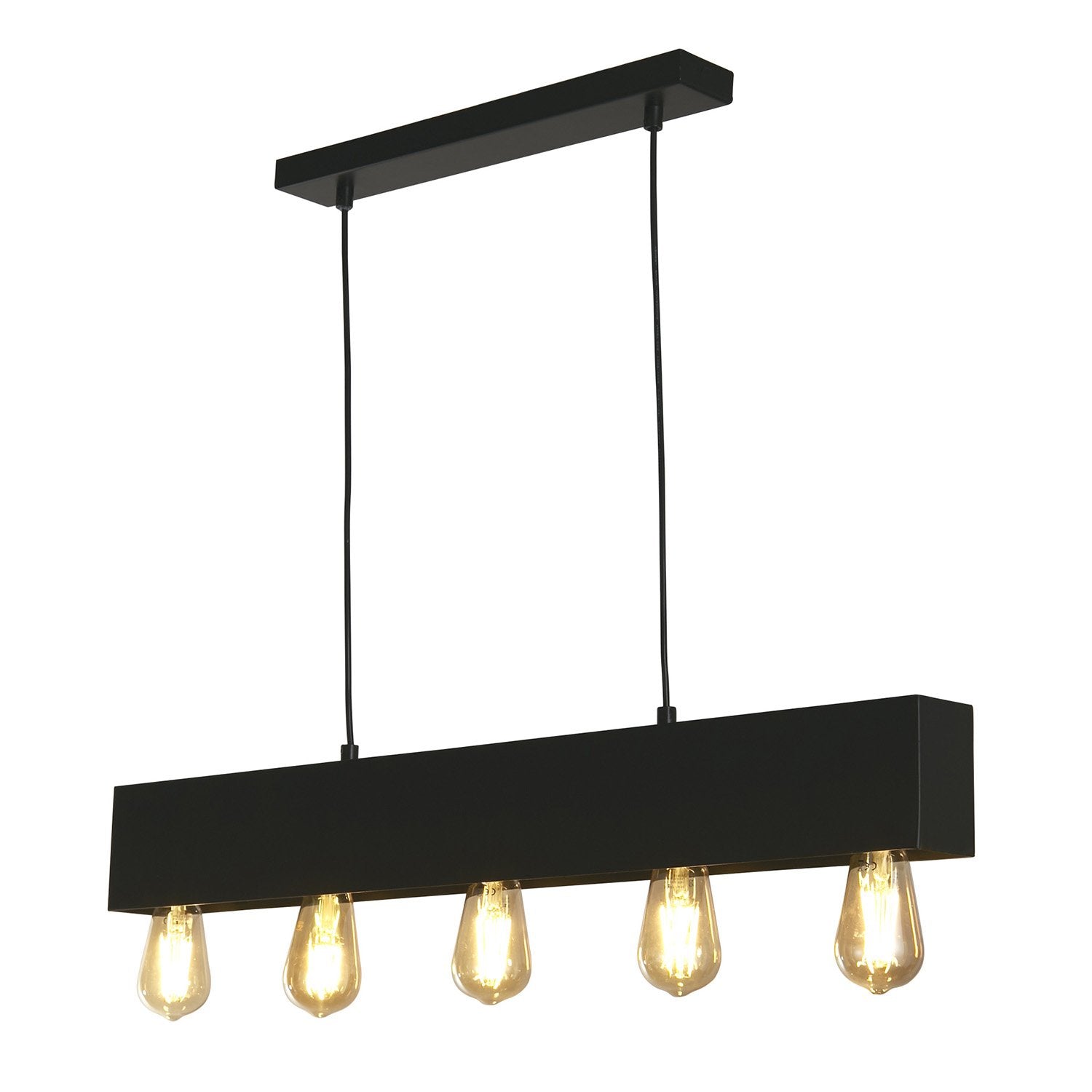 Lampadario Industrial-Nordico Pianoforte Acciaio Nero 5 Luci E27