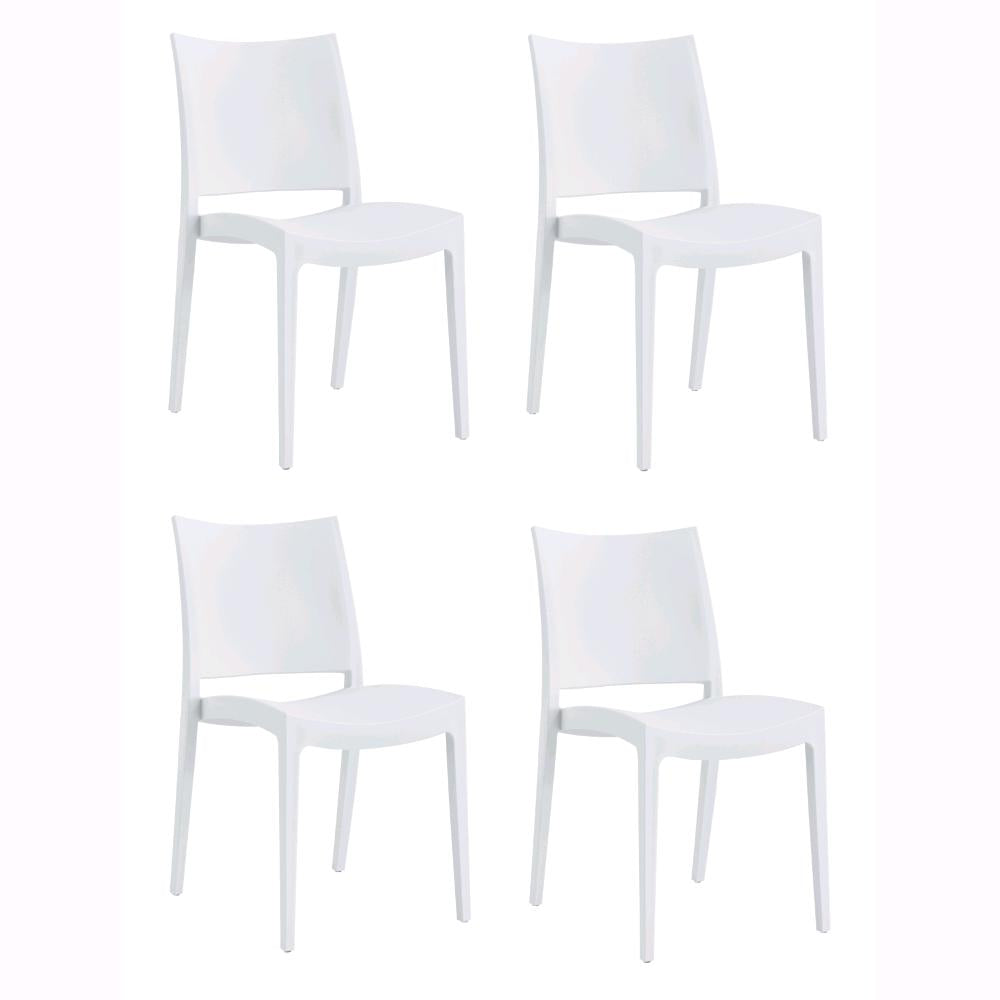 Set 4 Sedie Impilabili in polipropilene 83x56x46 cm Colore Bianco Design Classic