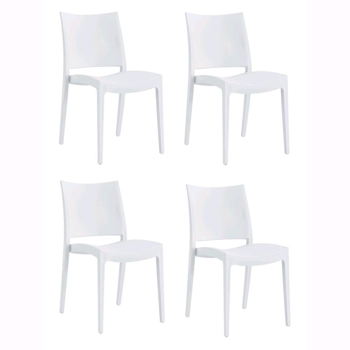 Set 4 Sedie Impilabili in polipropilene 83x56x46 cm Colore Bianco Design Classic