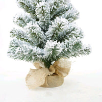 Albero di Natale Pinetto Folto innevato da 30 cm con base in Juta 32 Rami F5000