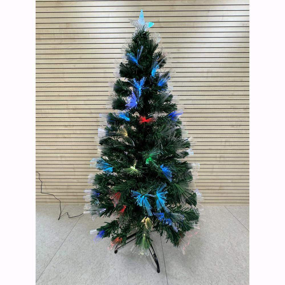 Albero di Natale con Fibre Ottiche Multicolore RGB con Giochi di Luce 90 cm 90 Rami F4953