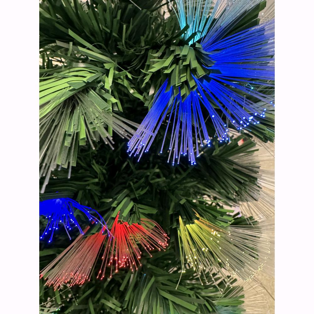 Albero di Natale con Fibre Ottiche Multicolore RGB con Giochi di Luce 90 cm 90 Rami F4953