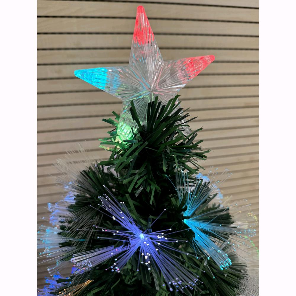 Albero di Natale con Fibre Ottiche Multicolore RGB con Giochi di Luce 90 cm 90 Rami F4953