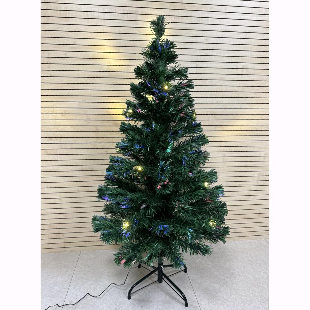 Albero di Natale con Fibre Ottiche Multicolore + Luci LED Bianco Caldo 90 cm 90 Rami F4956