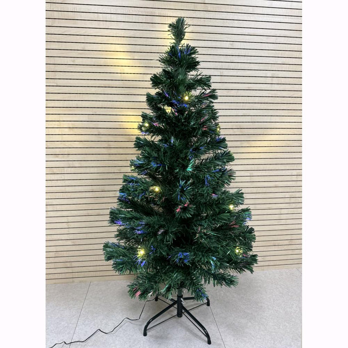 Albero di Natale con Fibre Ottiche Multicolore + Luci LED Bianco Caldo 120 cm 130 Rami F4957