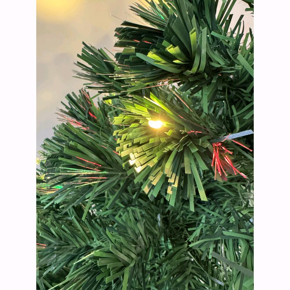 Albero di Natale con Fibre Ottiche Multicolore + Luci LED Bianco Caldo 120 cm 130 Rami F4957