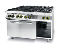 Cucina a gas Kitchen Line 6 bruciatori con forno a convezione GN 1/1, HENDI, Kitchen Line