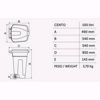 Kit 4 Pezzi Pattumiera Bidone Portarifuti per Raccolta Differenziata 100 Litri