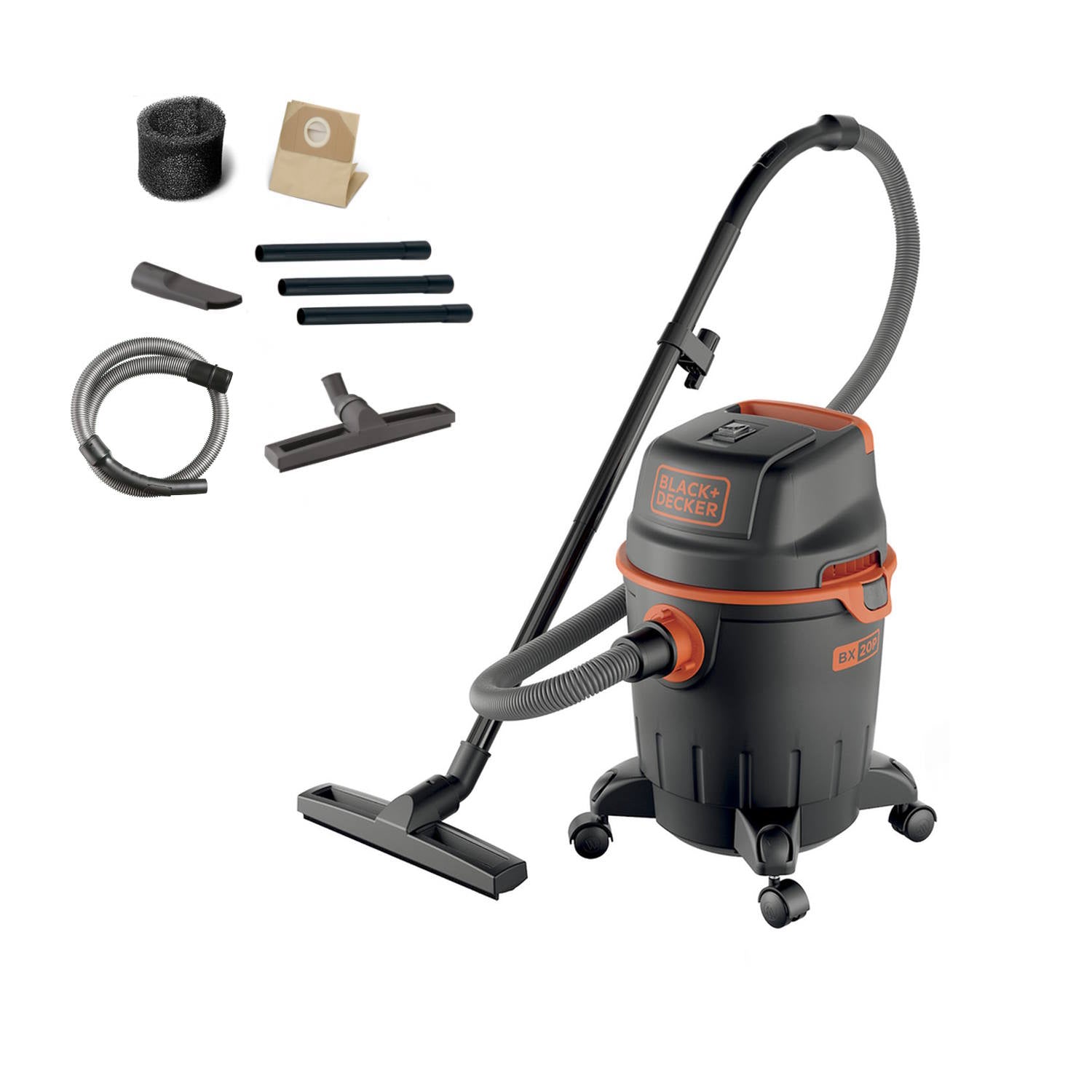 Aspiratore Solidi e Liquidi Black+Decker BXVC20PE  (Potenza assorbita  1200 W, Capacità fusto 20 l)