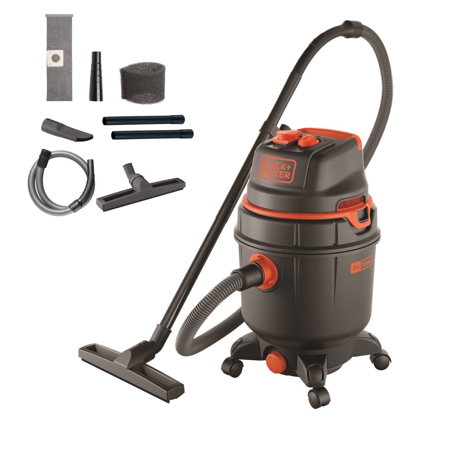 BLACK+DECKER Aspiratore Solidi e Liquidi BXVC30PTDE con Presa Elettroutensili (1600 W, 30 l)